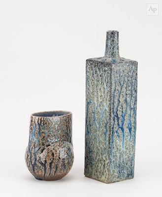Lot 170 - DANIEL BOYLE; a tall square salt glazed bottle...