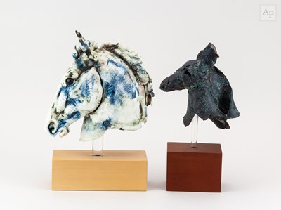 Lot 693 - A porcelain sculpture of a horse's head with...