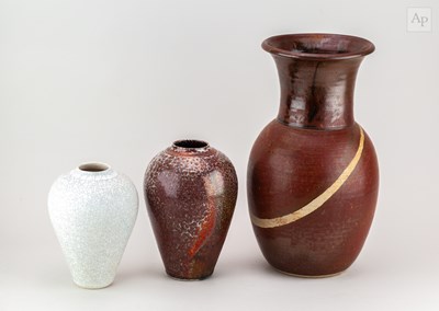 Lot 66 - BRUCE CHIVERS (born 1954); a raku vase covered...