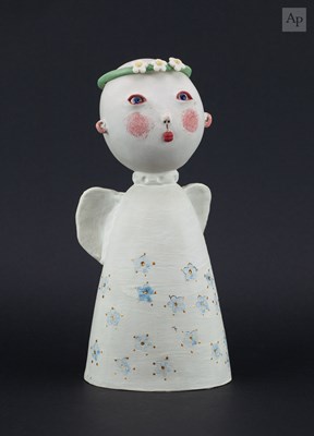Lot 431 - MIDORI TAKAKI; a stoneware sculpture of an...