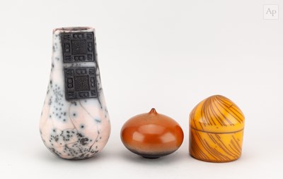 Lot 271 - JACQUI ATKIN; a smoke fired and burnished raku...