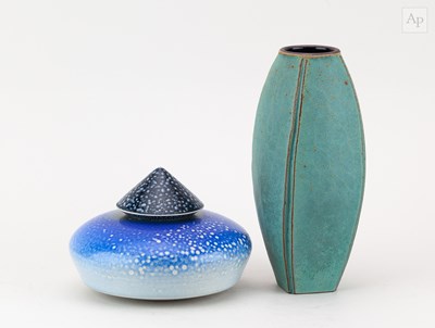 Lot 214 - EMILY MYERS (born 1965); a faceted terracotta...