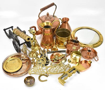 Lot 460 - A collection of copper, brass and metal items...