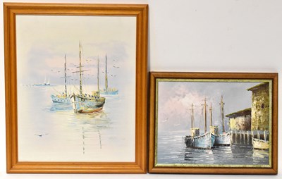 Lot 491 - W. KENNEDY; oil on canvas, study of fishing...