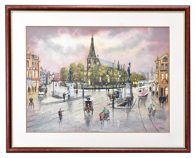 Lot 85 - BERNARD MCMULLEN (1952-2015); pastel, 'Market...