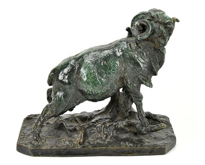 Lot 432 - A bronze figure of a ram, signed to base 'P. J....