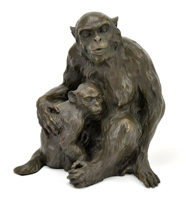 Lot 445 - A bronze figure group of monkeys, height 20cm.