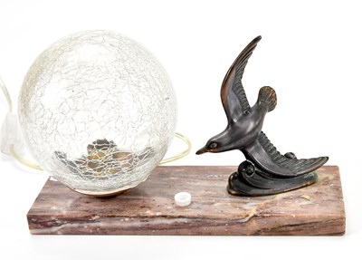 Lot 446 - A French Art Deco bird table lamp, with glass...