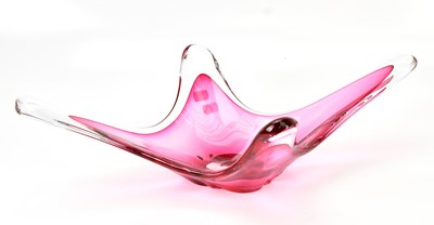 Lot 1462 - A pink art glass bowl, width 59cm.