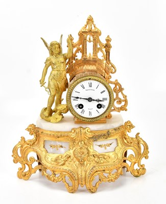 Lot 221 - KERSCAVEN, BREST; a French gilt mantel clock,...