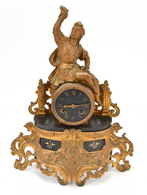 Lot 222 - MARCHANO; a gilt French mantel clock, with...