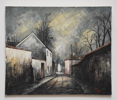 Lot 1590 - JULIEN PORISSE; oil on canvas, 'Village,...