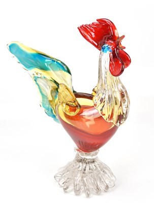 Lot 1449 - A Murano style black rooster, height 45cm.
