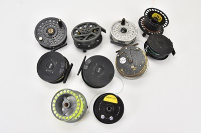 Lot 740 - A collection of fishing reels, including a...