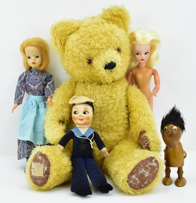 Lot 203 - Two vintage Sindy dolls, a Chad Valley blonde...