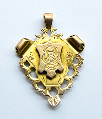 Lot 804 - A 9ct yellow gold prize fob pendant, awarded...