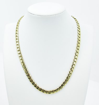 Lot 807 - A 9ct yellow gold Cuban link necklace with...