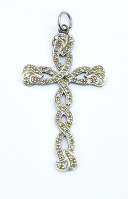 Lot 800 - A 9ct yellow gold diamond set open cross,...