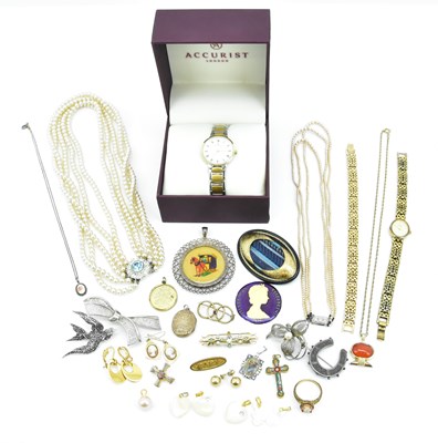 Lot 842 - A collection of costume jewellery including a...