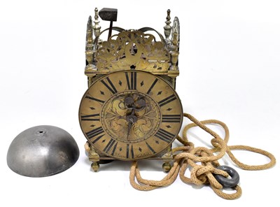 Lot 1478 - ROBERT EVANS, HALSTEAD; a brass lantern clock
