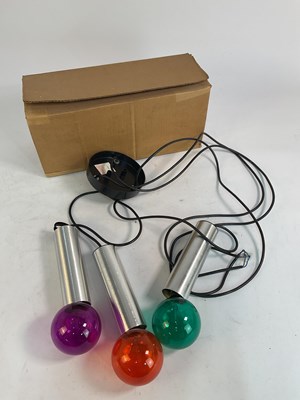 Lot 544 - A mid 20th century three drop pendant light...