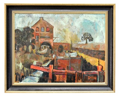 Lot 177 - JOHN DRONSFIELD; oil on board, 'Marple Locks',...