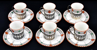 Lot 1315 - SHELLEY; a set of six Art Deco coffee cups and...