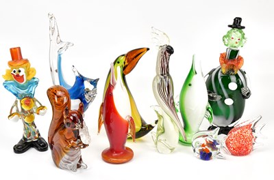 Lot 1451 - A Murano glass clown decanter and stopper, a...