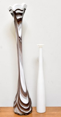 Lot 1470 - A very tall Murano marbled white and brown...