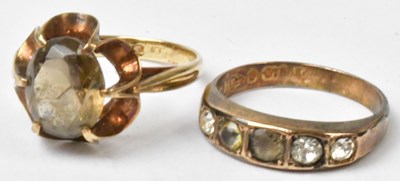 Lot 745 - Two 9ct gold dress rings, one set with five...