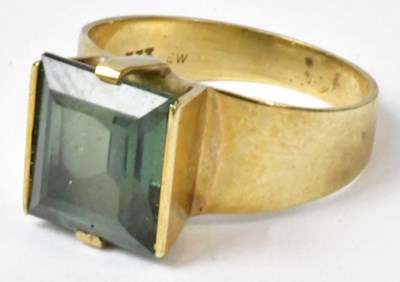 Lot 744 - A German 8ct gold dress ring set with square...