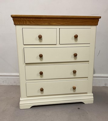 Lot 38 - A modern white painted chest of two short over...