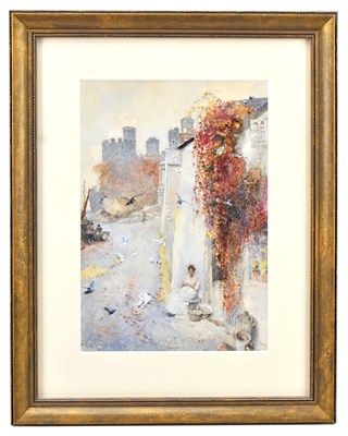 Lot 1635 - DAVID WOODLOCK (1842-1929), watercolour, woman...