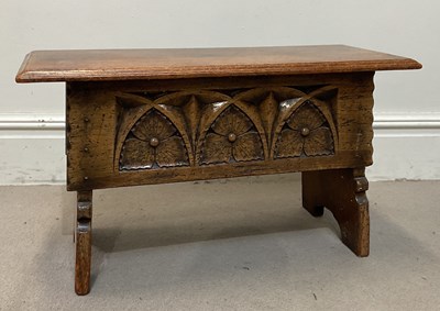 Lot 66 - A small oak coffer, with carved detailing,...