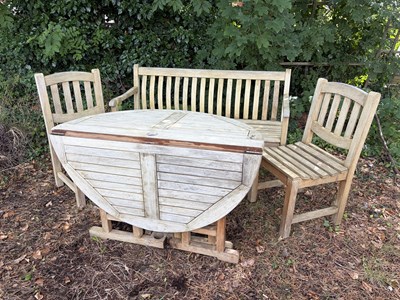 Lot 168 - LINDSEY; a garden gateleg table, with a pair...