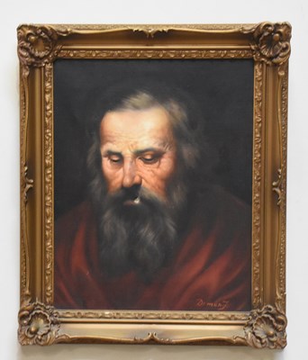 Lot 1715 - DOMON; oil on canvas, bearded male, signed...