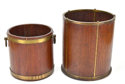 Lot 340 - A mahogany and brass bound jardiniere bucket,...