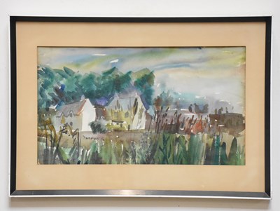 Lot 1660 - BASIL NUBEL; watercolour, 'Cottages near...