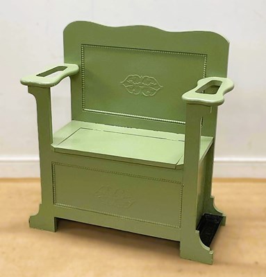Lot 672 - A painted wooden storage seat with integrated...