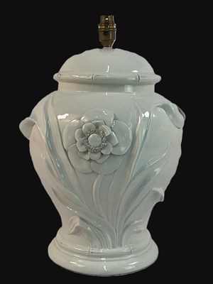 Lot 545 - An Italian ceramic blanc de chine table lamp...