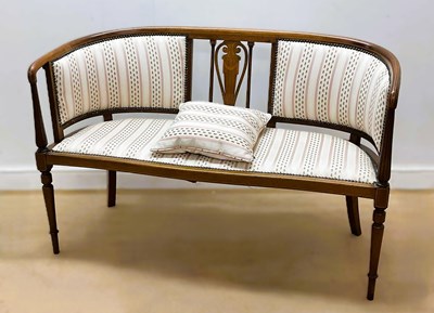 Lot 589 - An Edwardian inlaid mahogany upholstered...