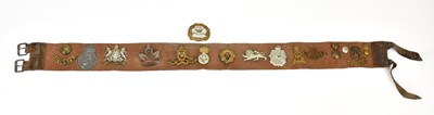 Lot 1213 - A number of cap badges on a belt
