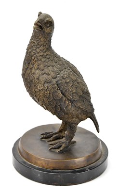 Lot 451 - A decorative bronzed figure of a grouse,...