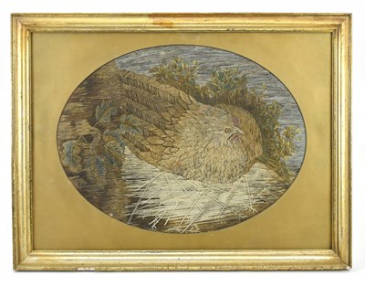 Lot 416 - A 19th century woolwork picture of a sitting...