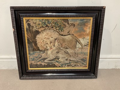 Lot 411 - An early 19th century woolwork picture of a...
