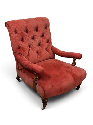 Lot 89 - A Victorian walnut library chair in the manner...