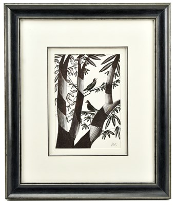 Lot 80 - BEN KELLY (1974-2024); ink drawing, birds...
