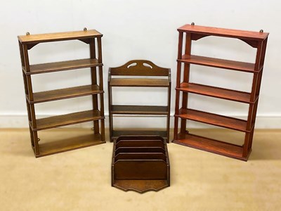 Lot 620 - Four open shelves, two stained pine and two...