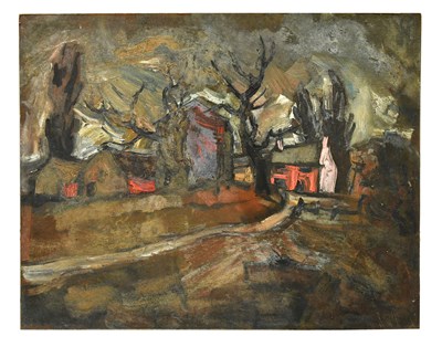 Lot 196 - MARY GASKELL (MAJOR); oil on board, red house,...