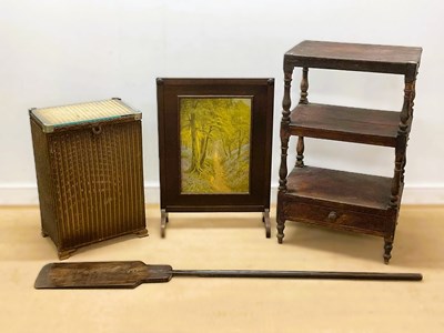 Lot 625 - A 19th century painted three tier whatnot with...